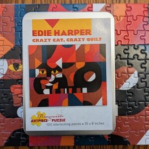 Pomegranate 100 Piece Puzzle In Tin - Edie Harper - Crazy Cat, Crazy Quilt